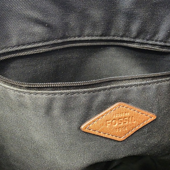 Fossil Fiona Signature Handbag Tote Shoulder Bag Purse Black Cream Polka Dots - Picture 15 of 16